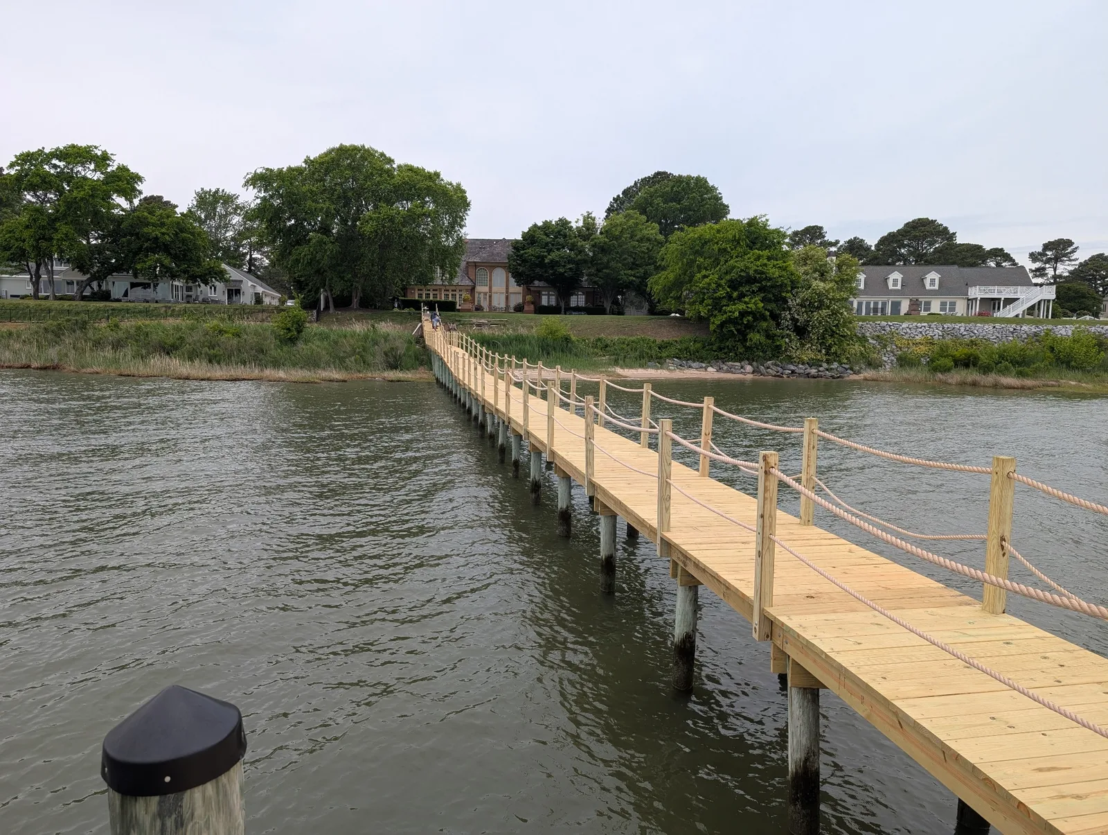 Restored pier after re-decking and rope rail installation